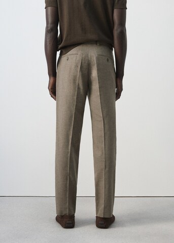 MANGO MAN Regular Pleated Pants 'Hans' in Brown