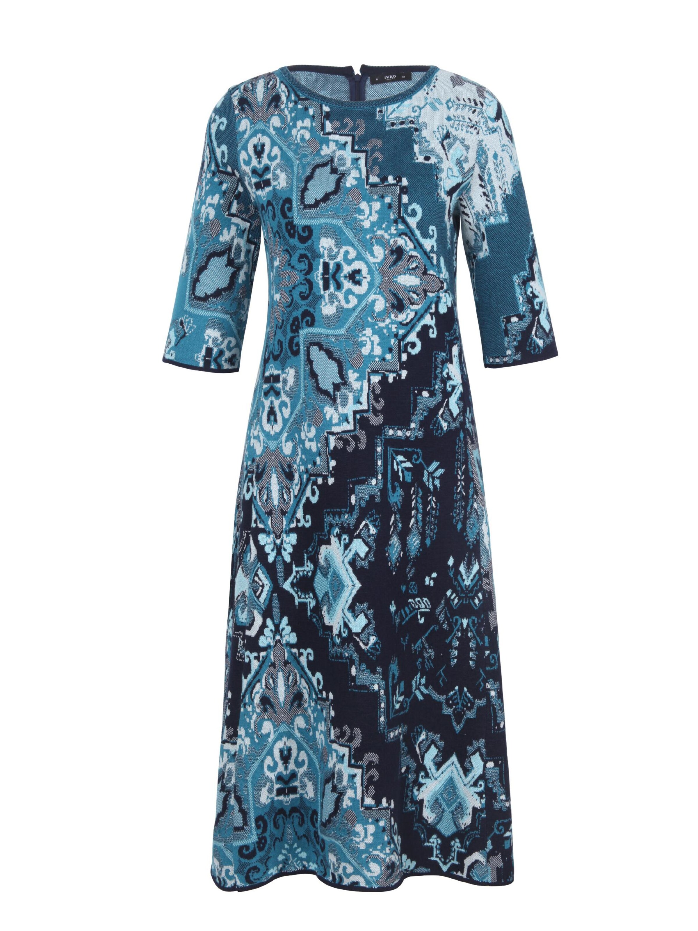 IVKO Strickkleid 'Kilim' in Blau: Vorderseite