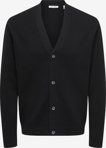 Only & Sons Knit Cardigan 'ONSting' in Black: front