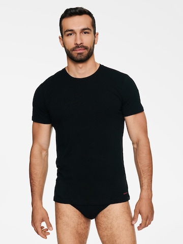 Henderson Shirt 'Elastisches Baumwoll-T-Shirt mit Rundhals, Bosco L' in Zwart