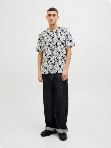 JACK & JONES Shirt 'JORSPLIT AOP TEE' in Zwart