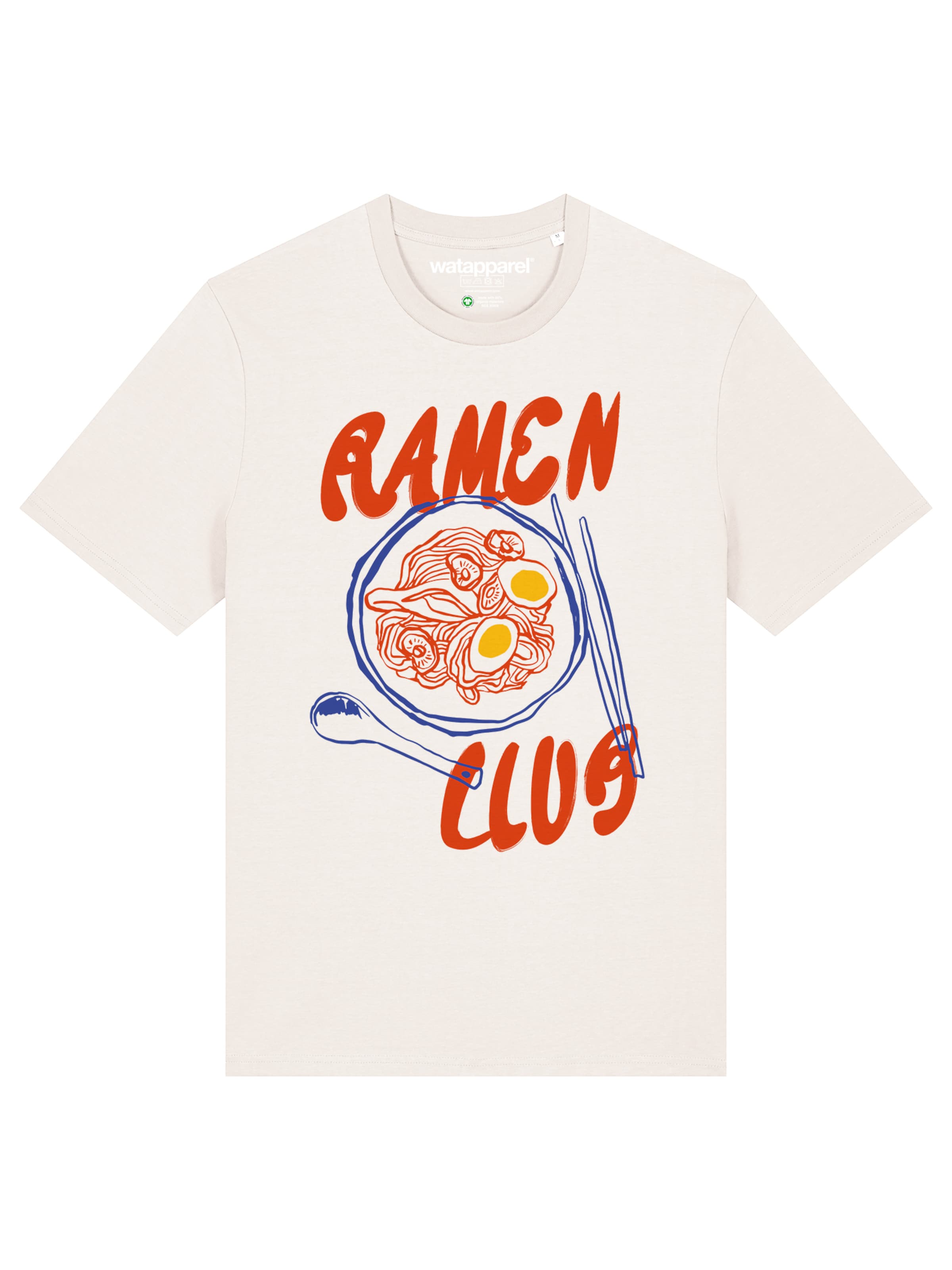 Watapparel Shirt 'Ramen Club' in Wit: voorkant