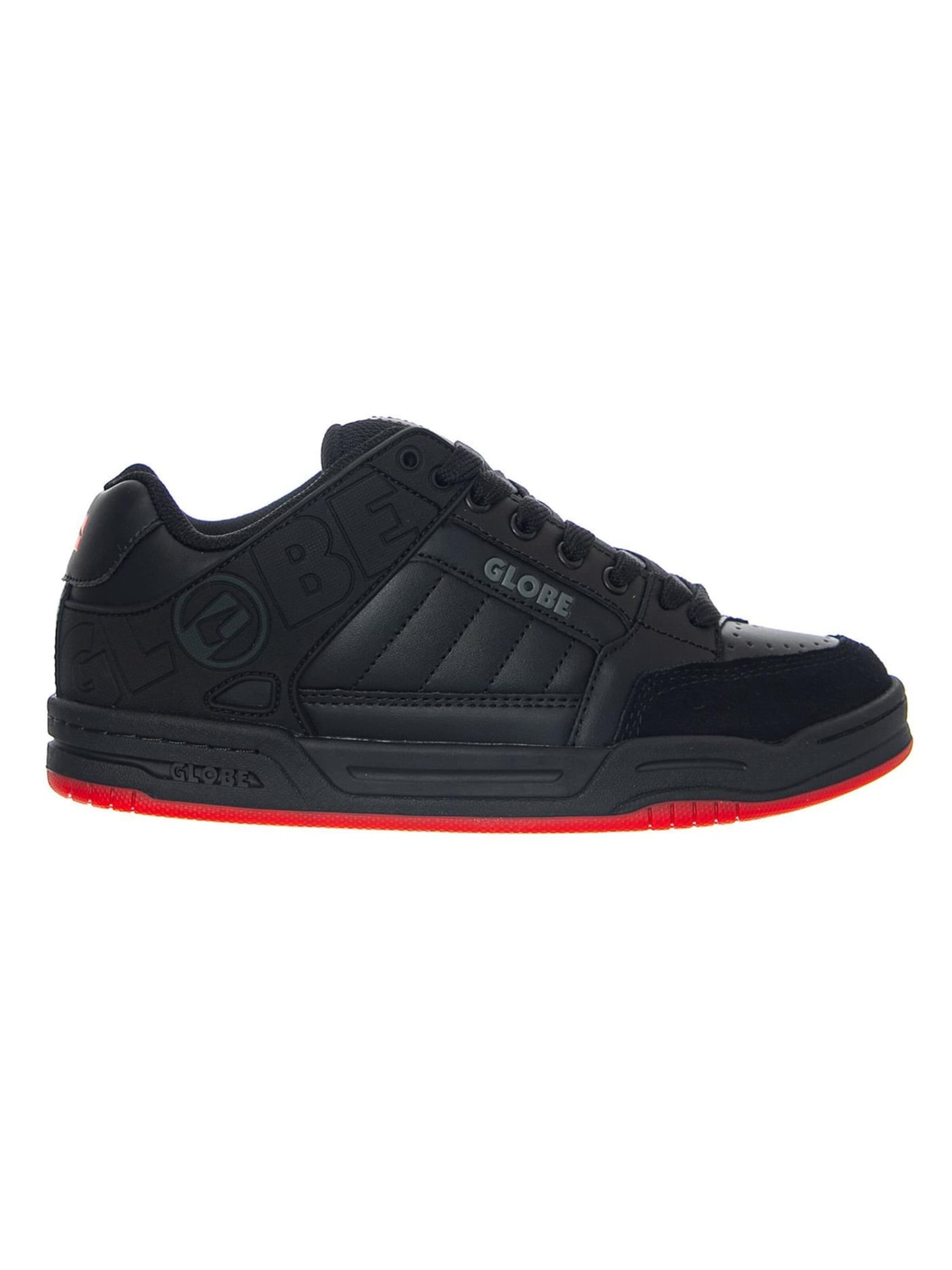 Chaussure de sport à lacets 'Tilt Black/Red/Charcoal' Globe en rouge : devant