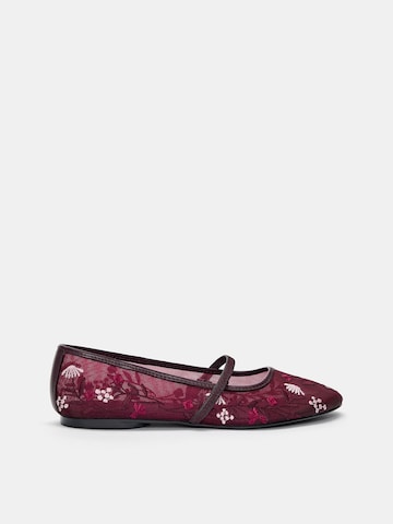 Pull&Bear Strap ballerina in Red