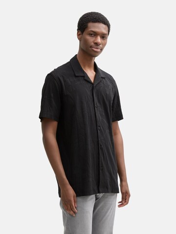 TOM TAILOR DENIM Comfort Fit Hemd in Schwarz: Vorderseite