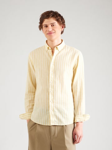 Slim fit Camicia di Lindbergh in giallo: frontale