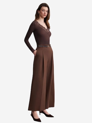 Dilvin Wide leg Broek 'Hose' in Bruin