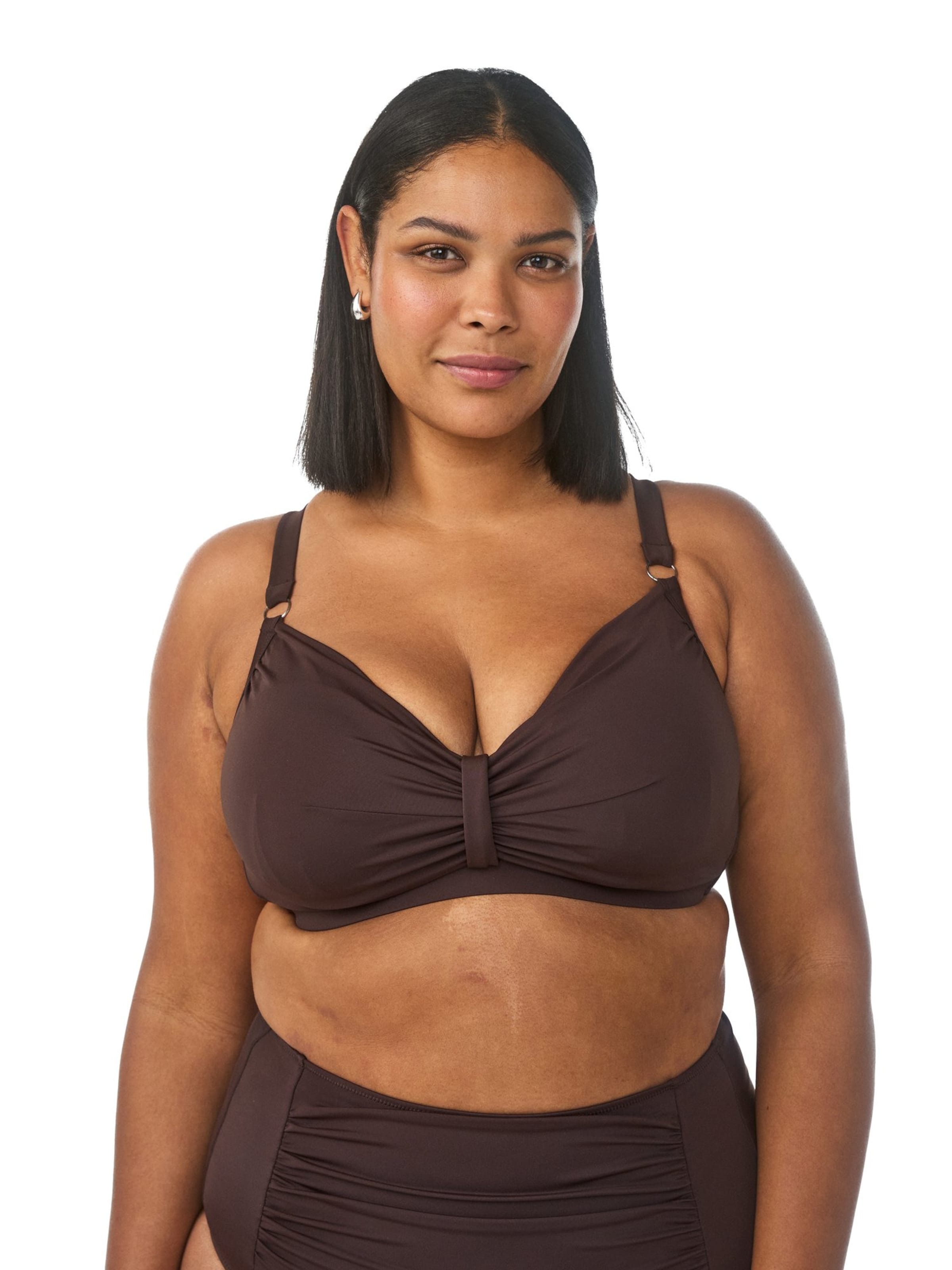 Swim by Zizzi Bustier Bikini felső 'Basic' - barna: elől