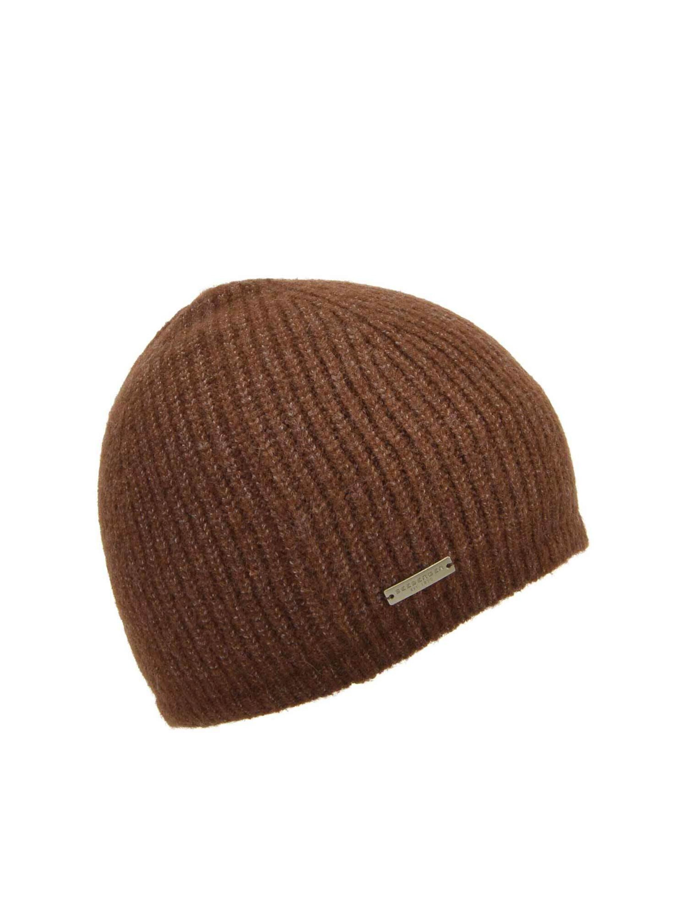 Seeberger Beanie 'Mütze' in Brown: front