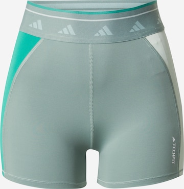 ADIDAS PERFORMANCE Skinny Sports trousers 'Techfit Colorblock' in Green: front