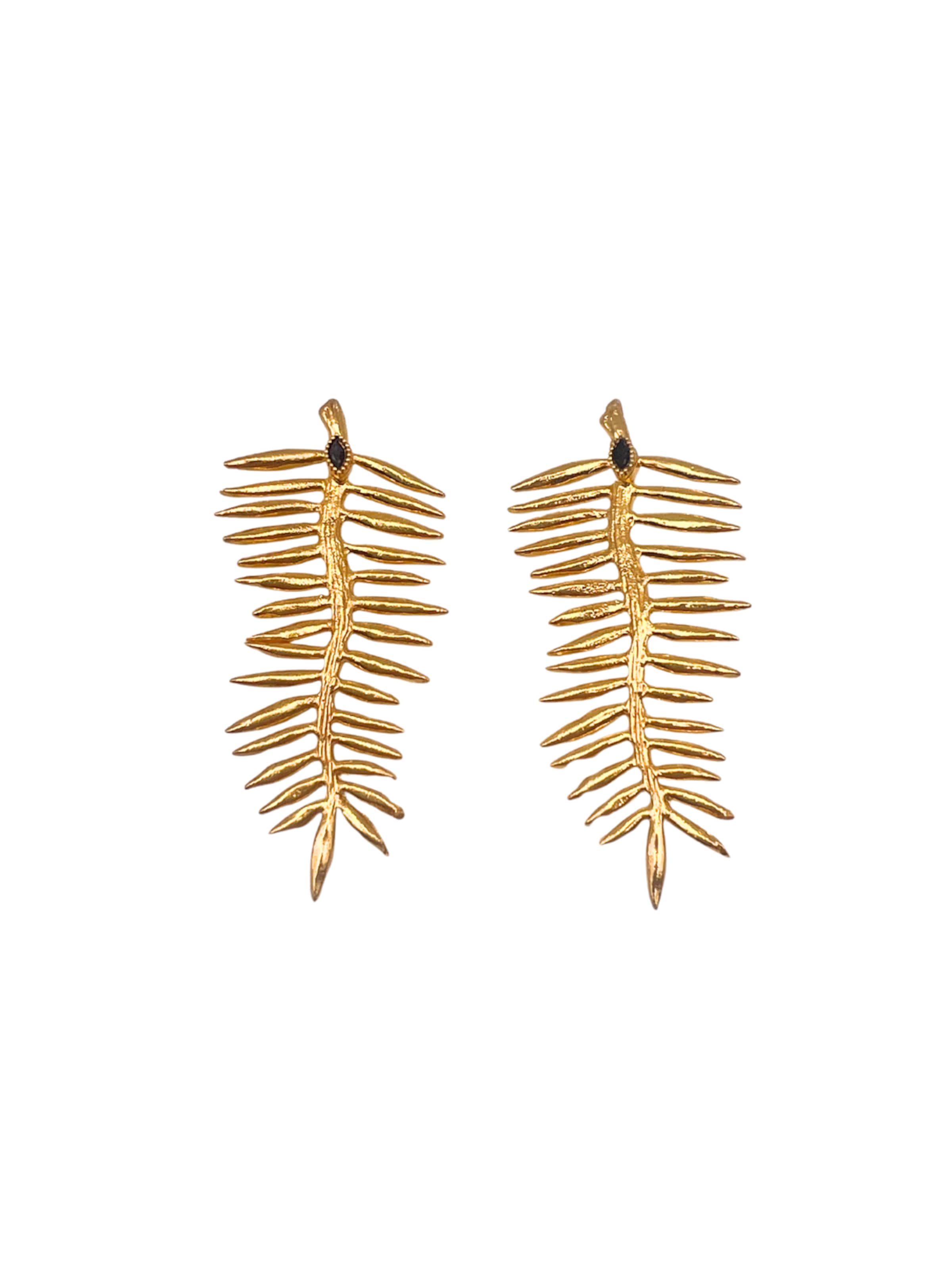 Boucles d'oreilles 'Golden Quill' Les Reines en or : devant