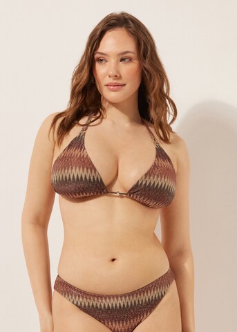 CALZEDONIA Triangle Bikini Top 'Golden Chevron' in Brown