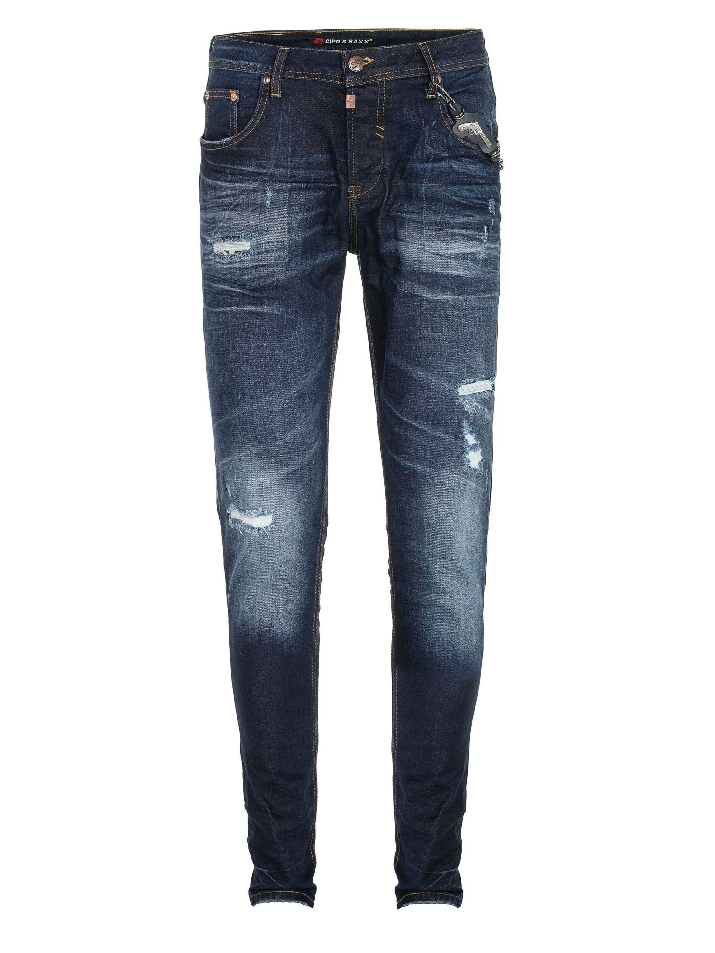 Coupe slim Jean CIPO & BAXX en bleu : devant