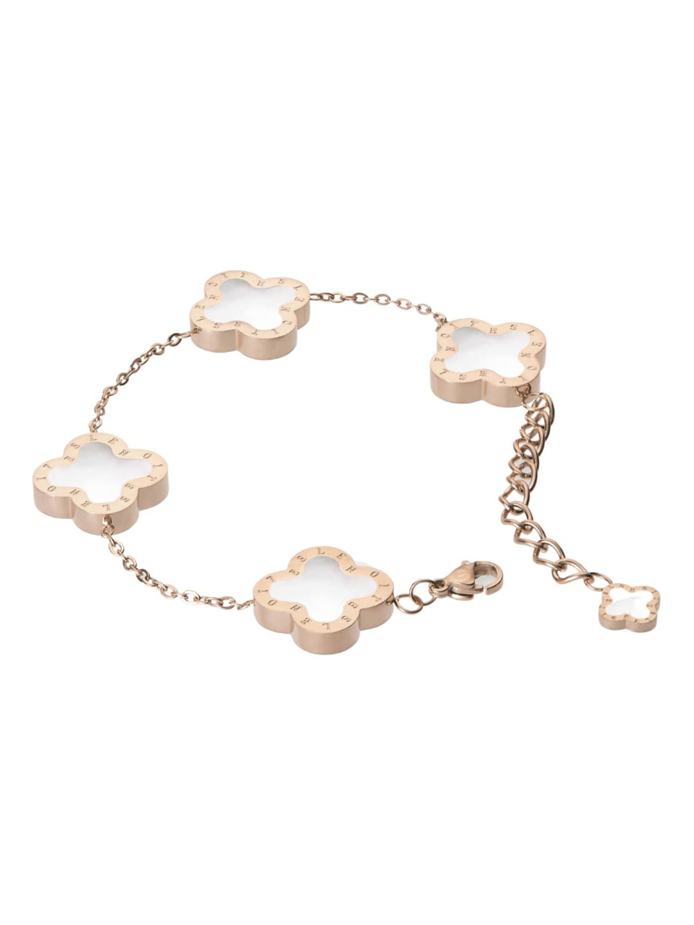 Lenoites Armband 'Four-leaf Clover 17' in Pink: Vorderseite