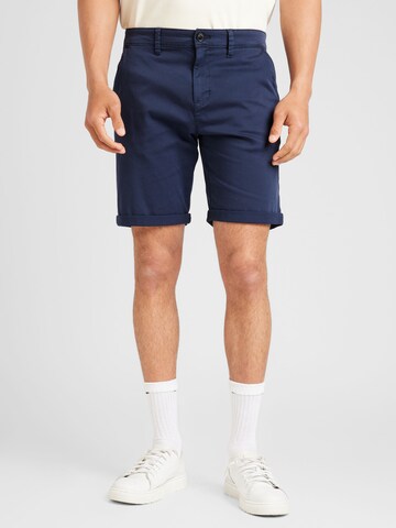 QS Regular Chino in Blauw: voorkant