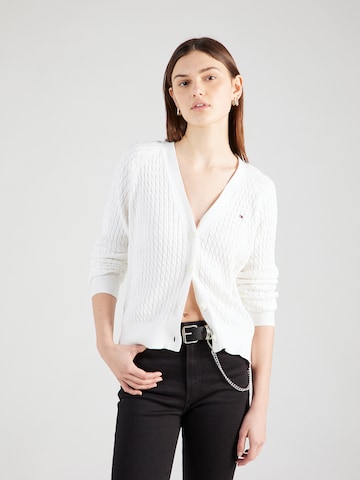 TOMMY HILFIGER Knit Cardigan in White: front