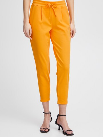 Coupe slim Pantalon 'KATE' ICHI en jaune : devant