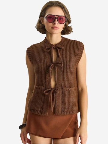 Gilet in maglia di Bianco Lucci in marrone: frontale