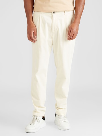 JOOP! Normální Kalhoty se sklady v pase 'Lester' – bílá: přední strana