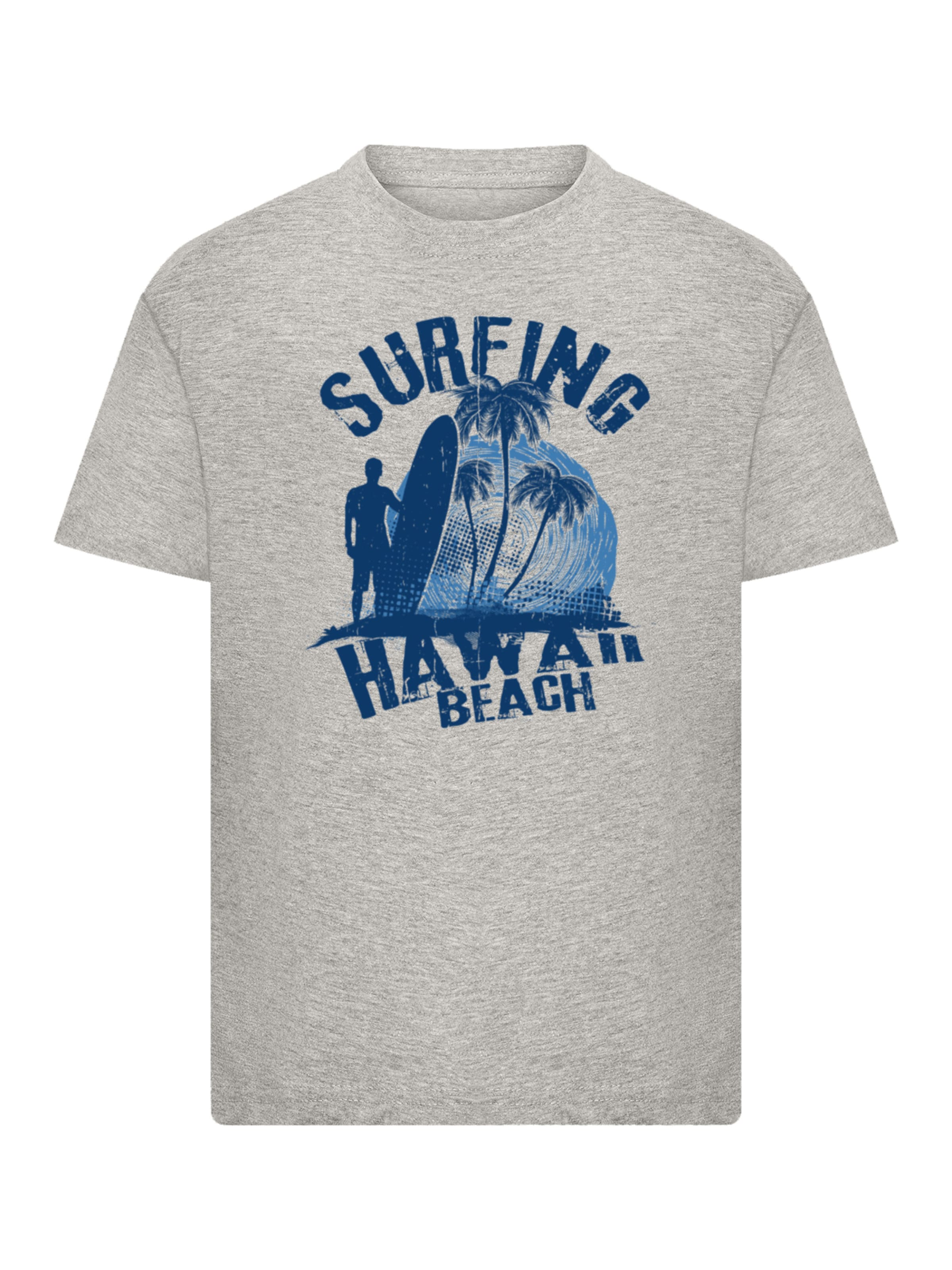 F4NT4STIC T-Shirt 'Hawaii Surf Beach Summer' in Grau: Vorderseite