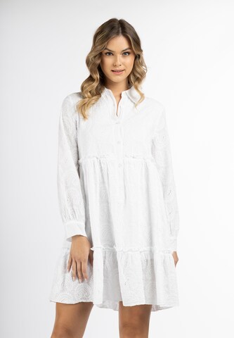 DreiMaster Vintage - Vestido camisero en blanco: frente