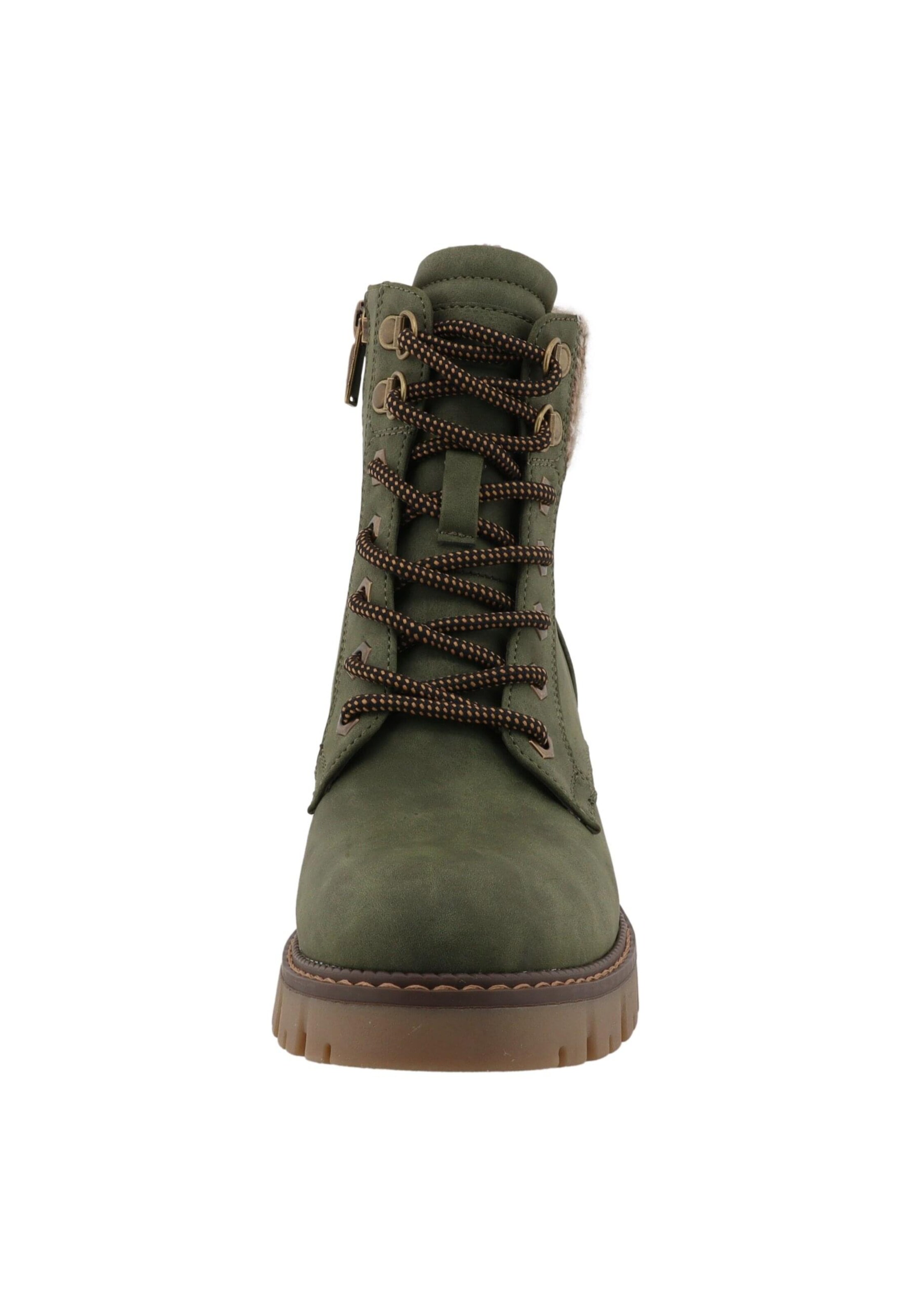 TOM TAILOR Lace-Up Ankle Boots in Green