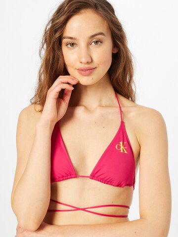 Calvin Klein Swimwear Triangel Bikinitop in Pink: predná strana