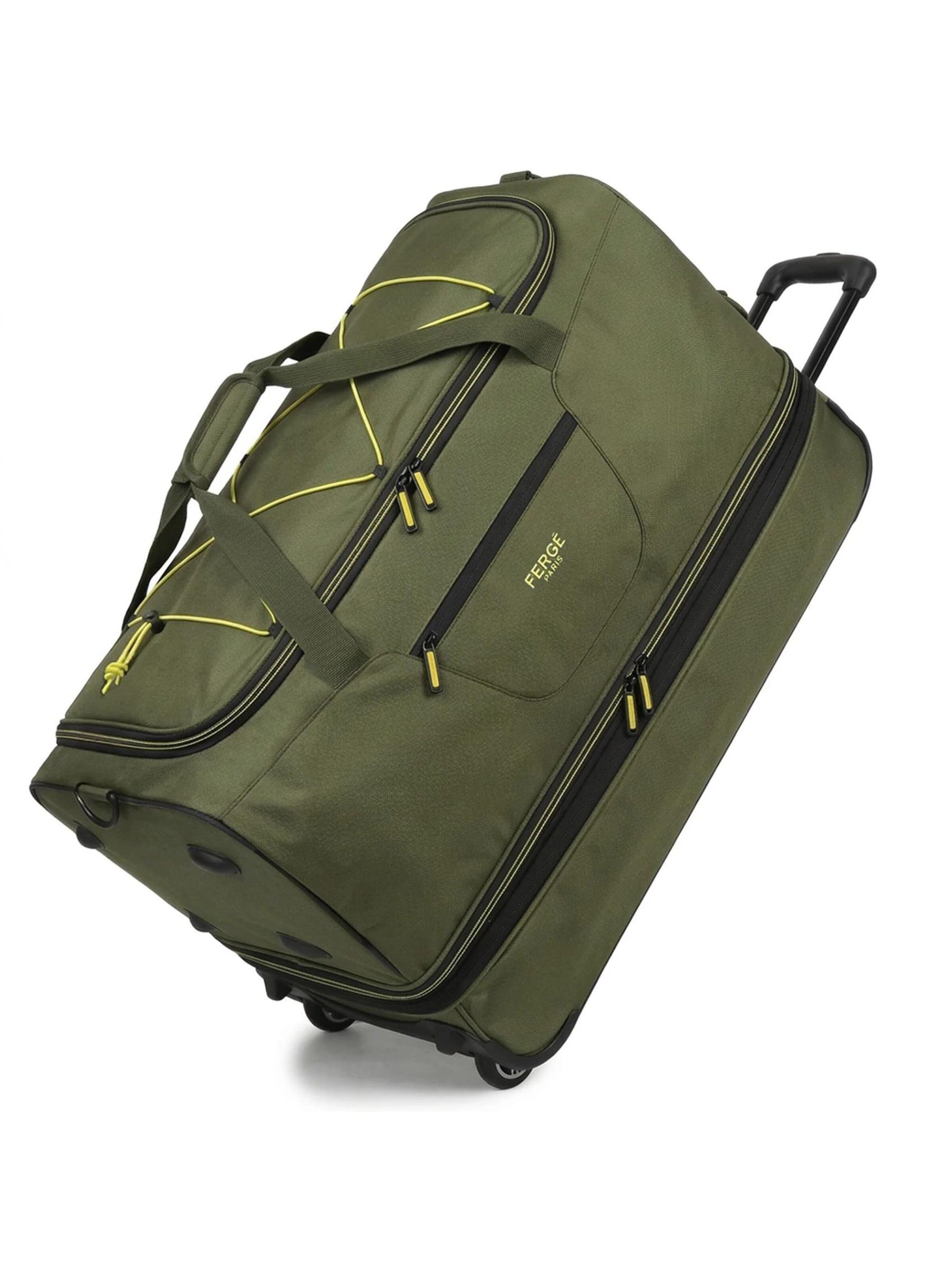 FERGÉ Travel Bag 'PARIS XL Reisetasche mit Rollen' in Green: front