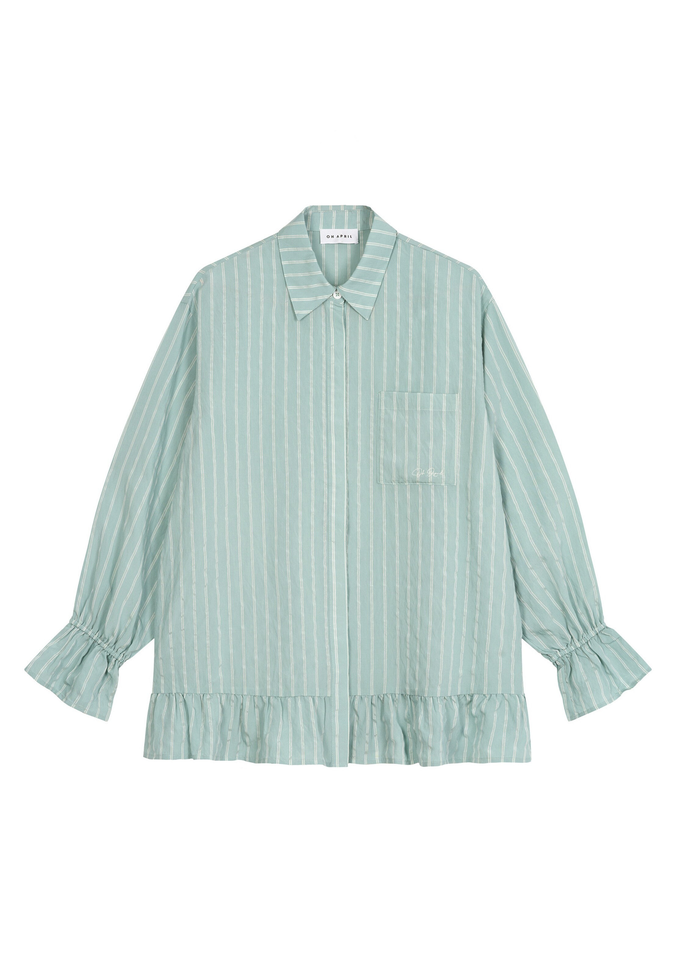 OH APRIL Blusa 'Selina' em verde / branco lã, Vista do artigo