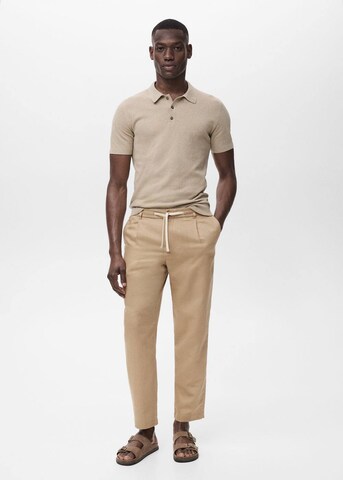MANGO MAN Regular Pleat-Front Pants 'Romelino' in Beige