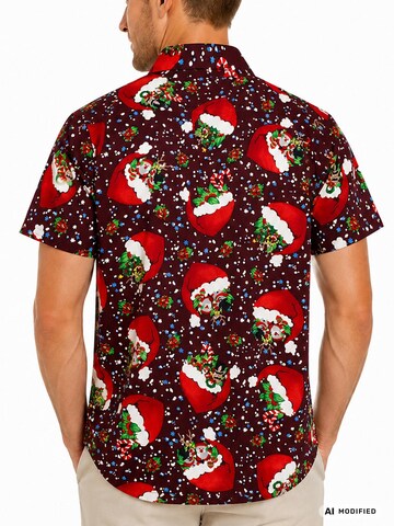 King Kameha - Ajuste regular Camisa 'Christmas Flying Hats' en rojo