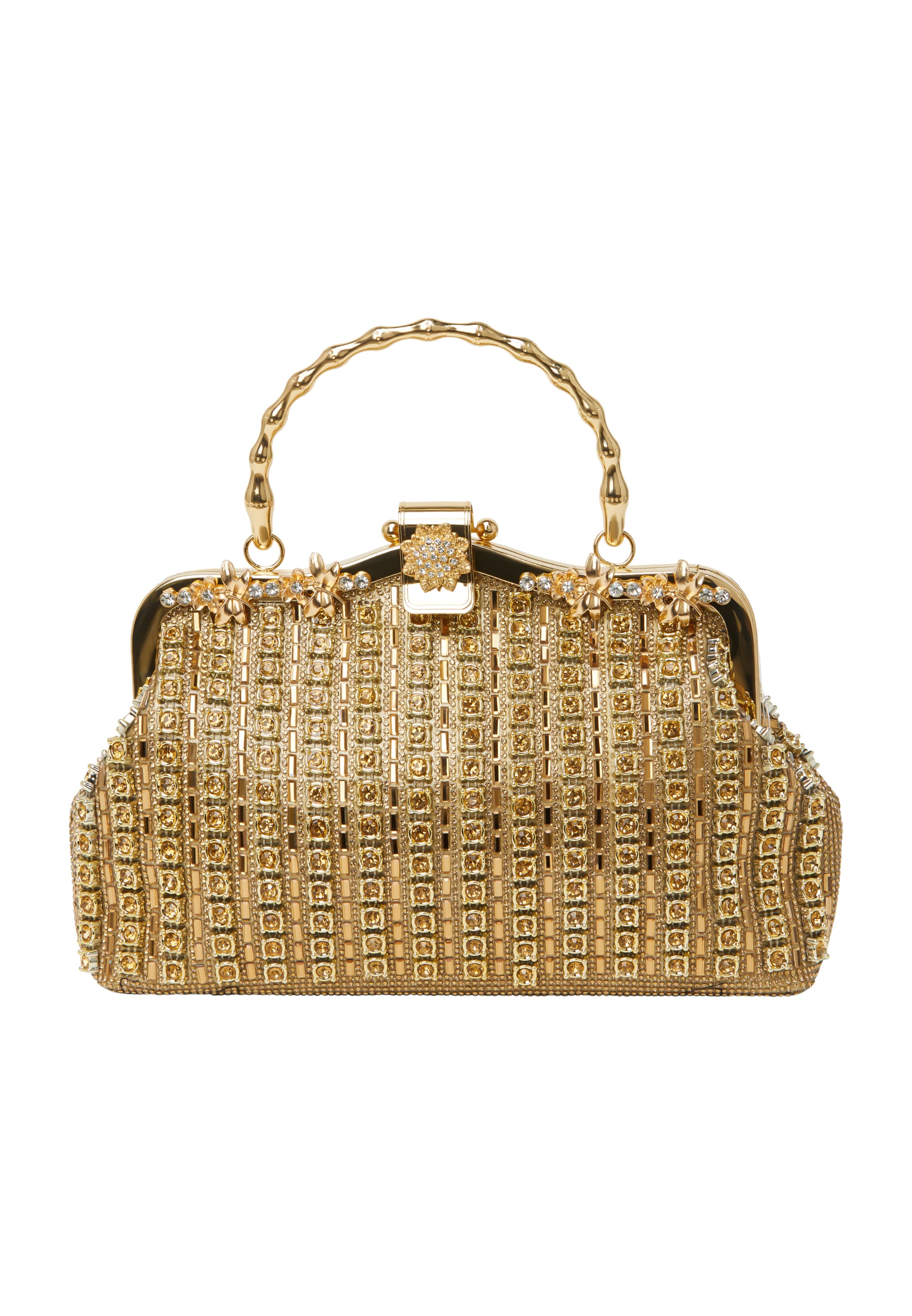 Clutch de la faina pe auriu: față