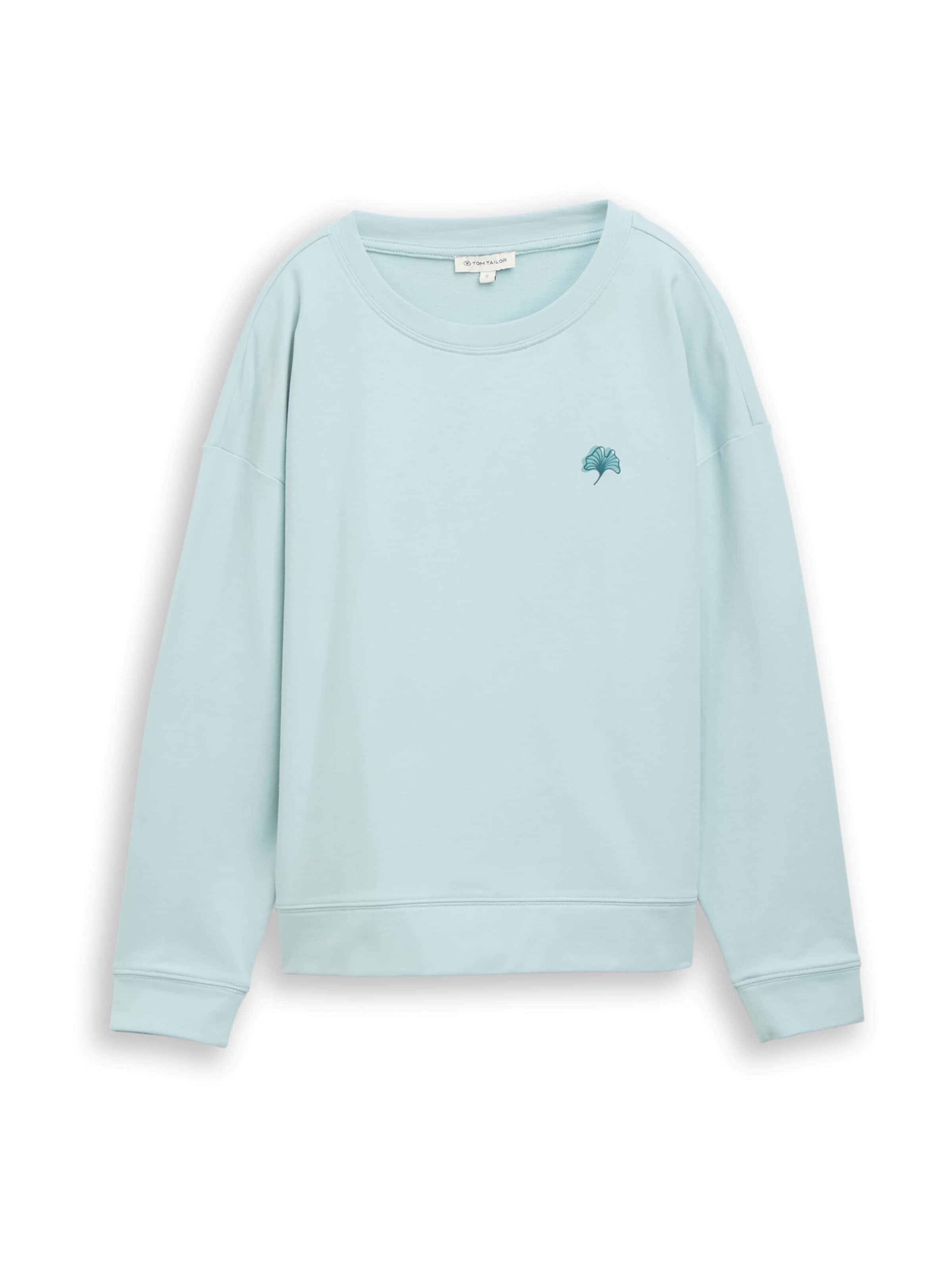 TOM TAILOR Sweatshirt in de kleur Lichtblauw / Donkergroen / Wit, Productweergave