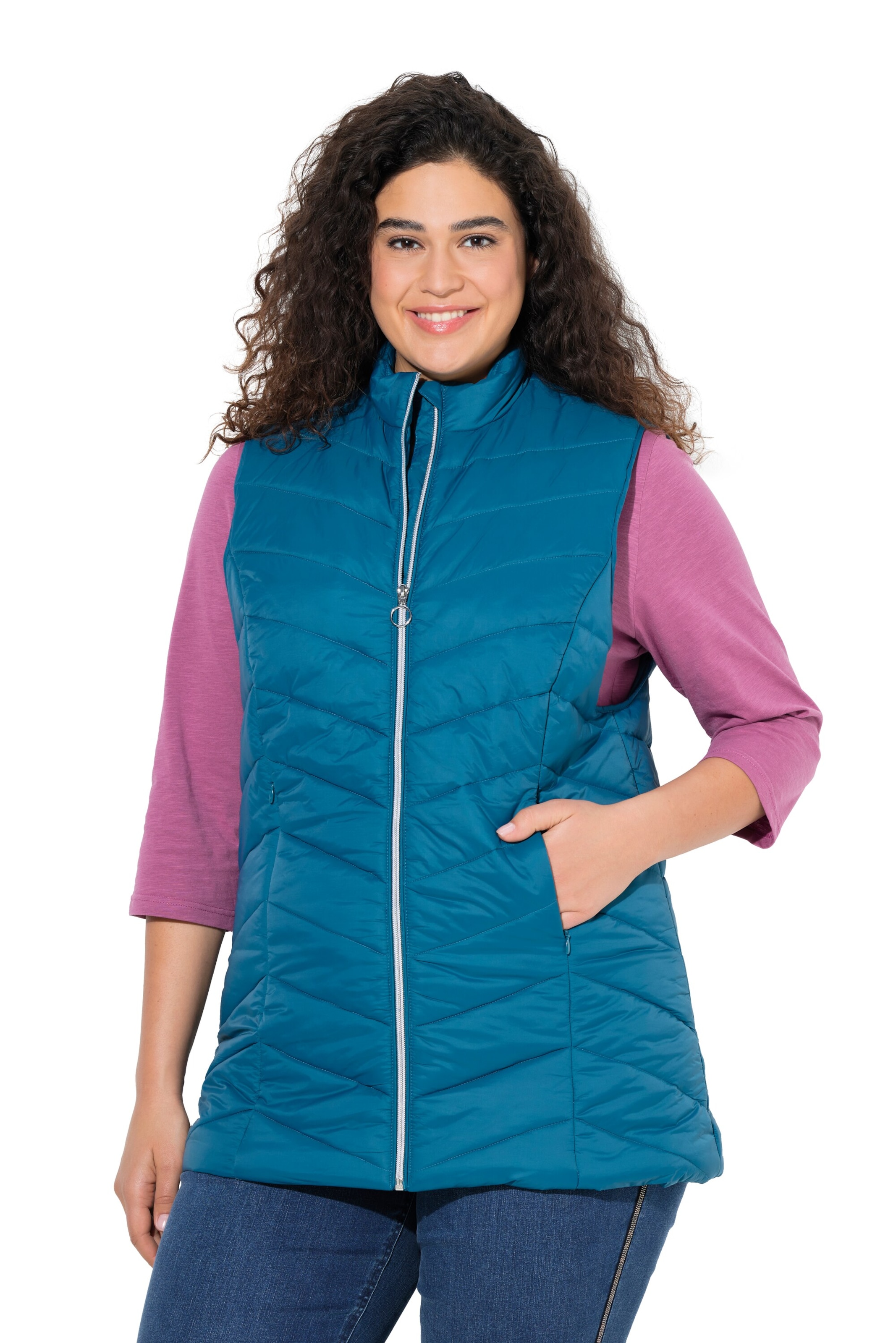 Ulla Popken Bodywarmer in Blauw: voorkant
