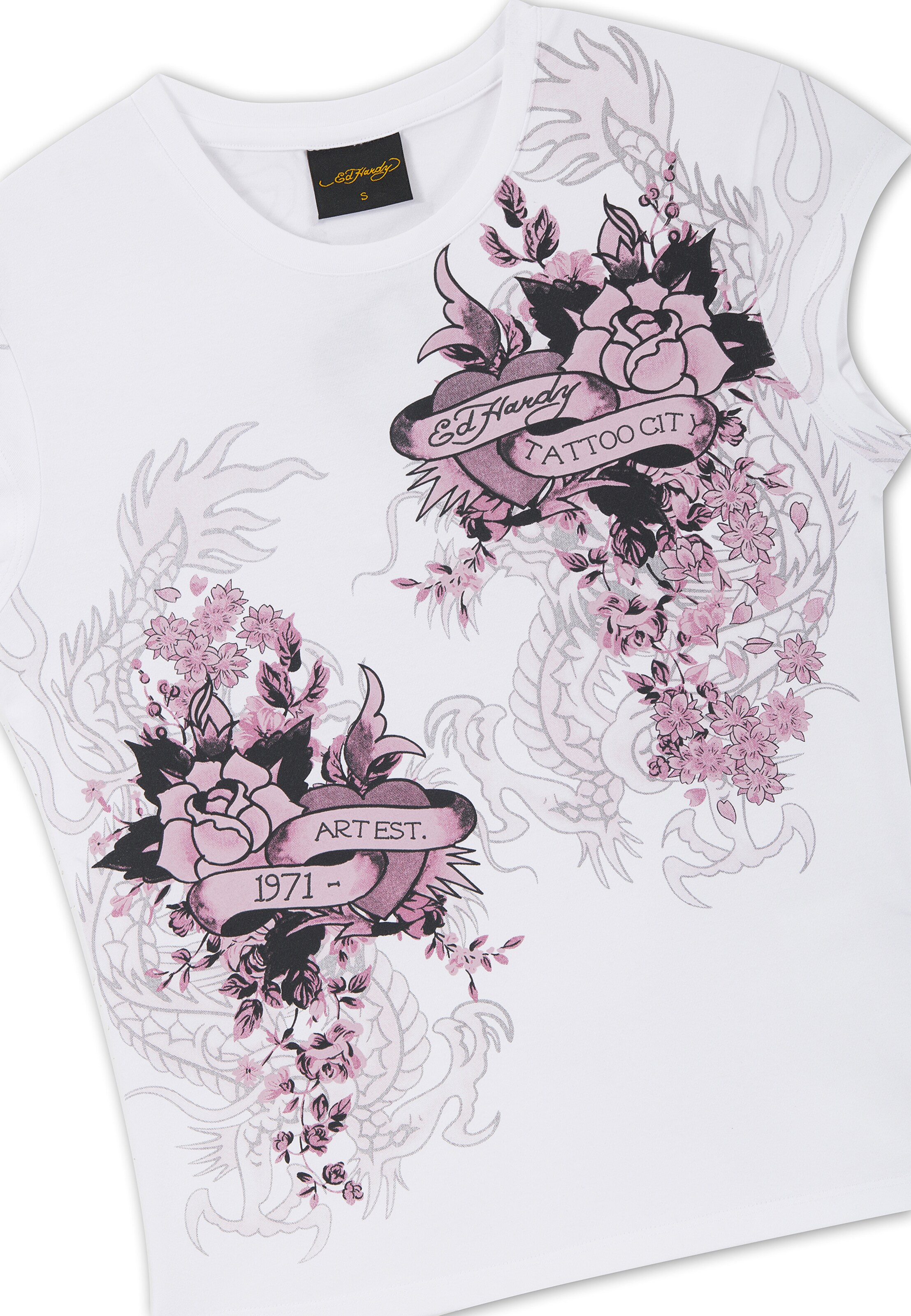 Maglietta 'Tattoo City' di Ed Hardy in bianco