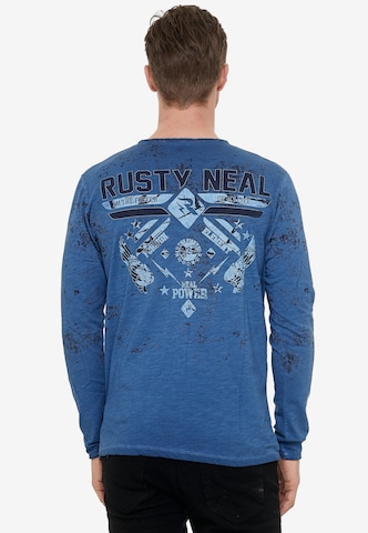 Rusty Neal Langarmshirt mit angesagten Prints in Blau