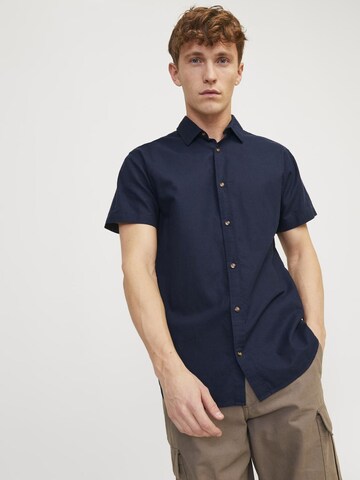 JACK & JONES Comfort fit Button Up Shirt in Blue