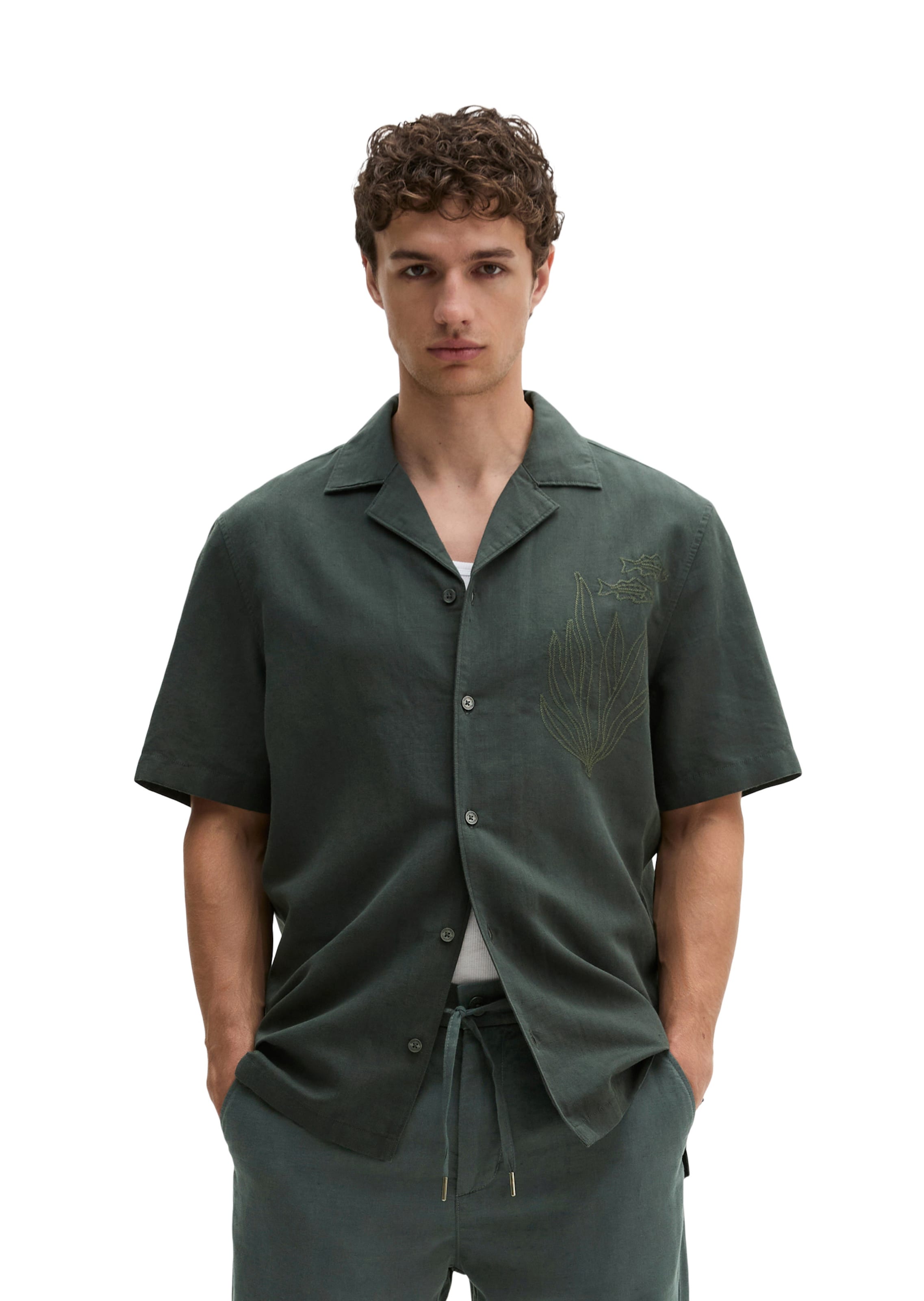 Marc O'Polo Comfort fit Button Up Shirt in Grey: front