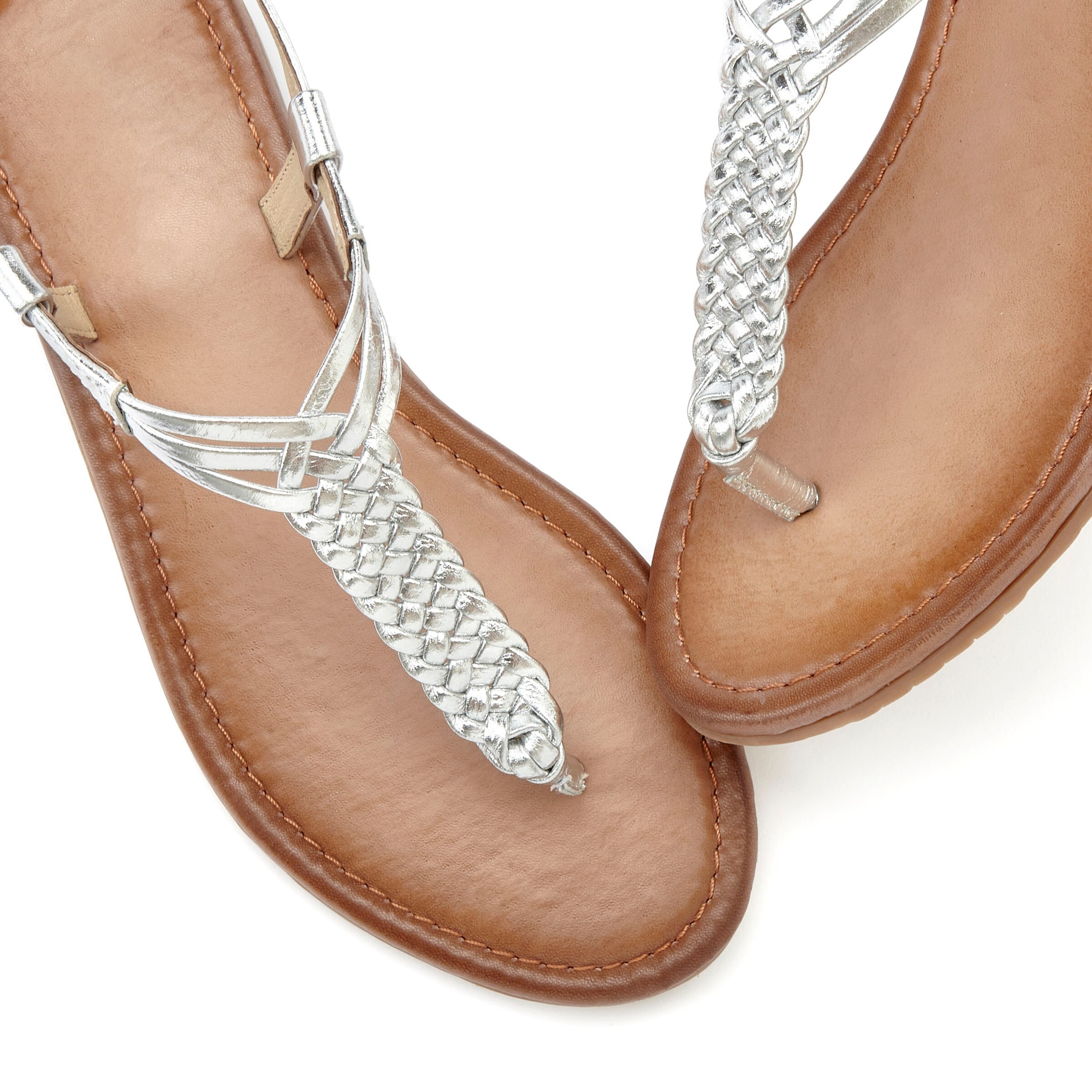 VIVANCE T-Bar Sandals in Silver