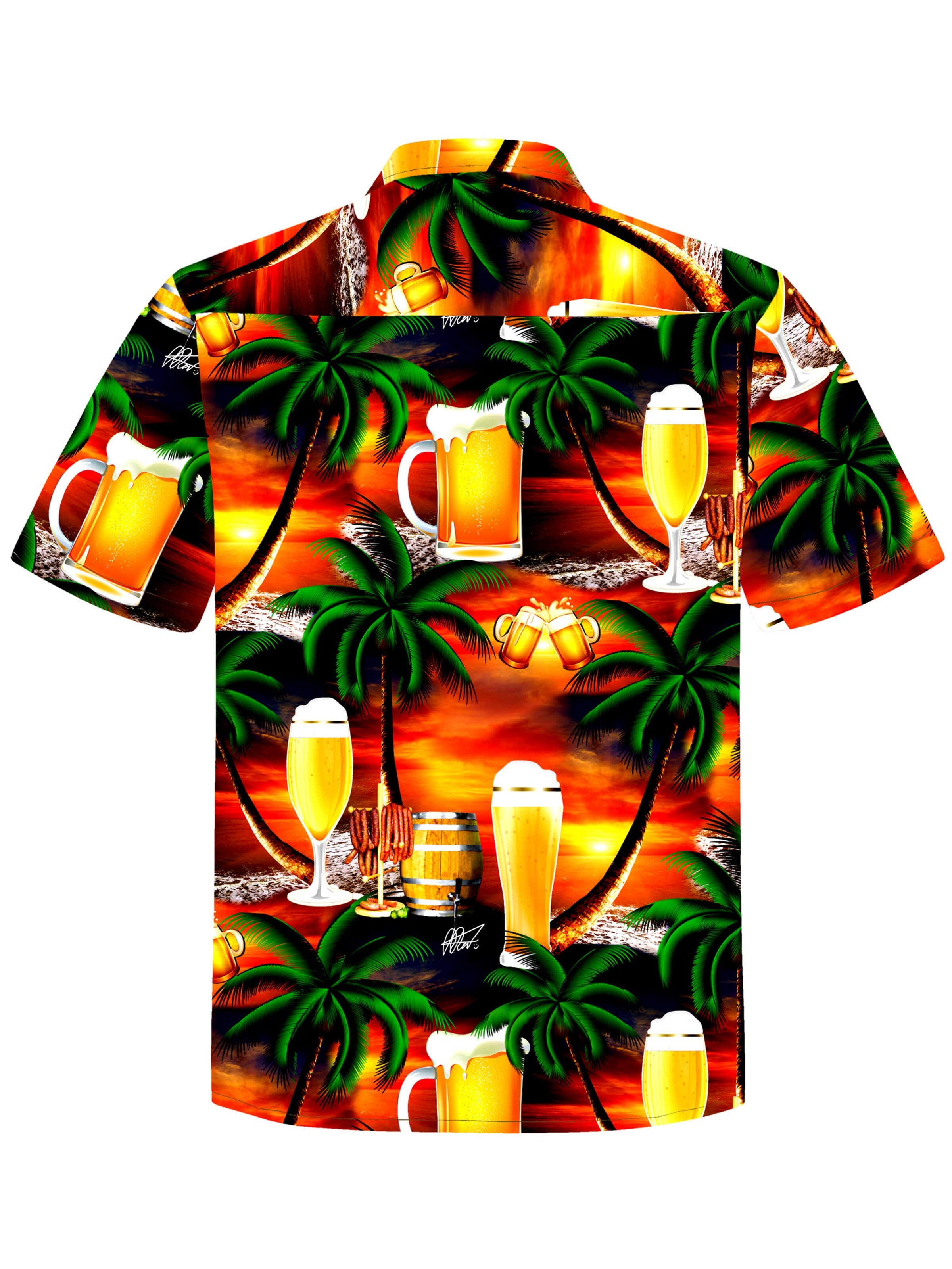 Hawaiihemdshop.de Regular fit Overhemd 'Hawaiihemd "Beer in Paradise"' in Oranje