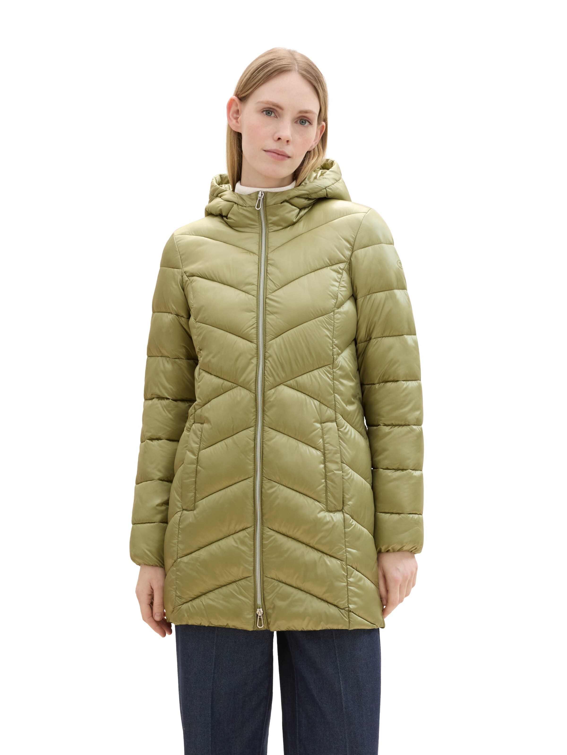 TOM TAILOR Ανοιξιάτικο και φθινοπωρινό παλτό σε πράσινο: μπροστά