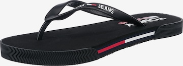 Tommy Jeans T-Bar Sandals in Black: front