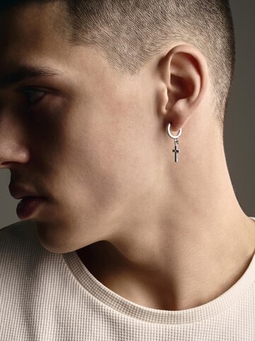 REYTEL Earring 'HARD BLACK STONES' in Silver