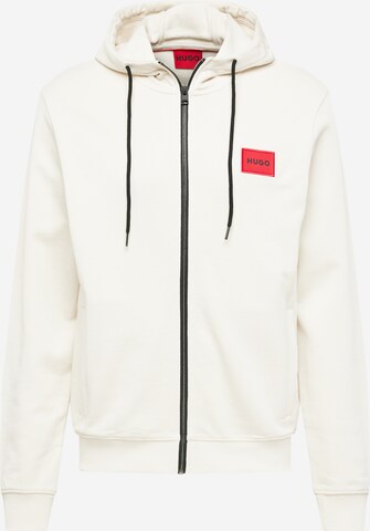 HUGO Zip-Up Hoodie 'Daple' in White: front