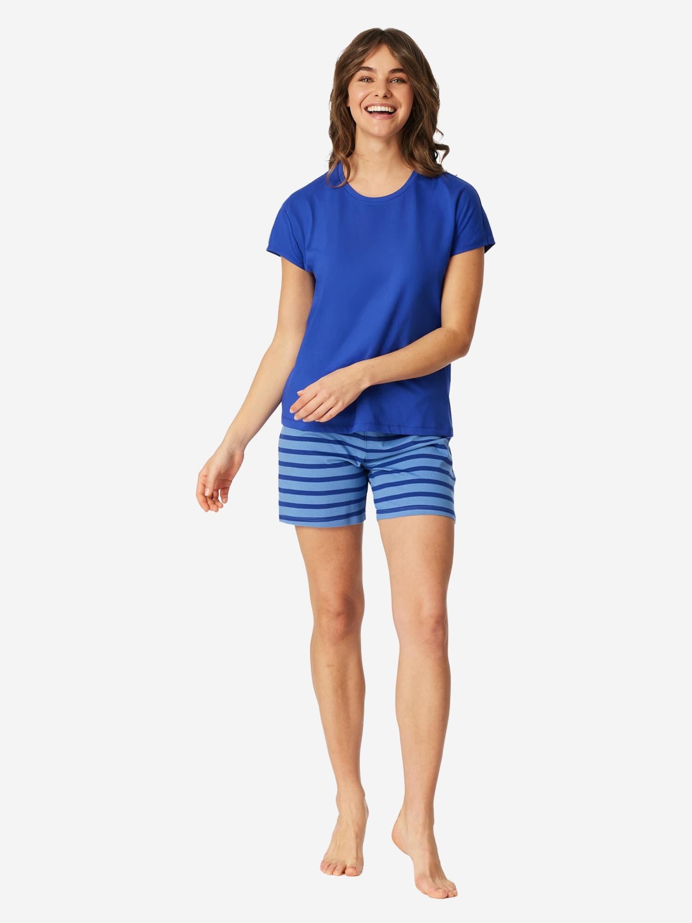 SCHIESSER - Pijama de pantalón corto 'Casual Essentials' en azul