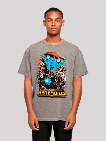 F4NT4STIC Shirt 'Asteroids Vintage Atari Retro Gaming' in Grijs: voorkant