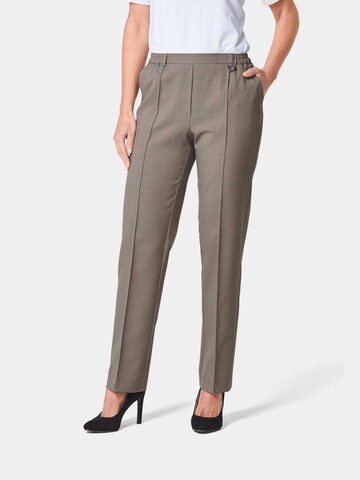 Coupe slim Pantalon à plis 'Martha' Goldner en beige : devant