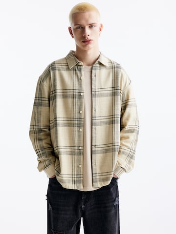 Pull&Bear Comfort fit Button Up Shirt in Brown: front