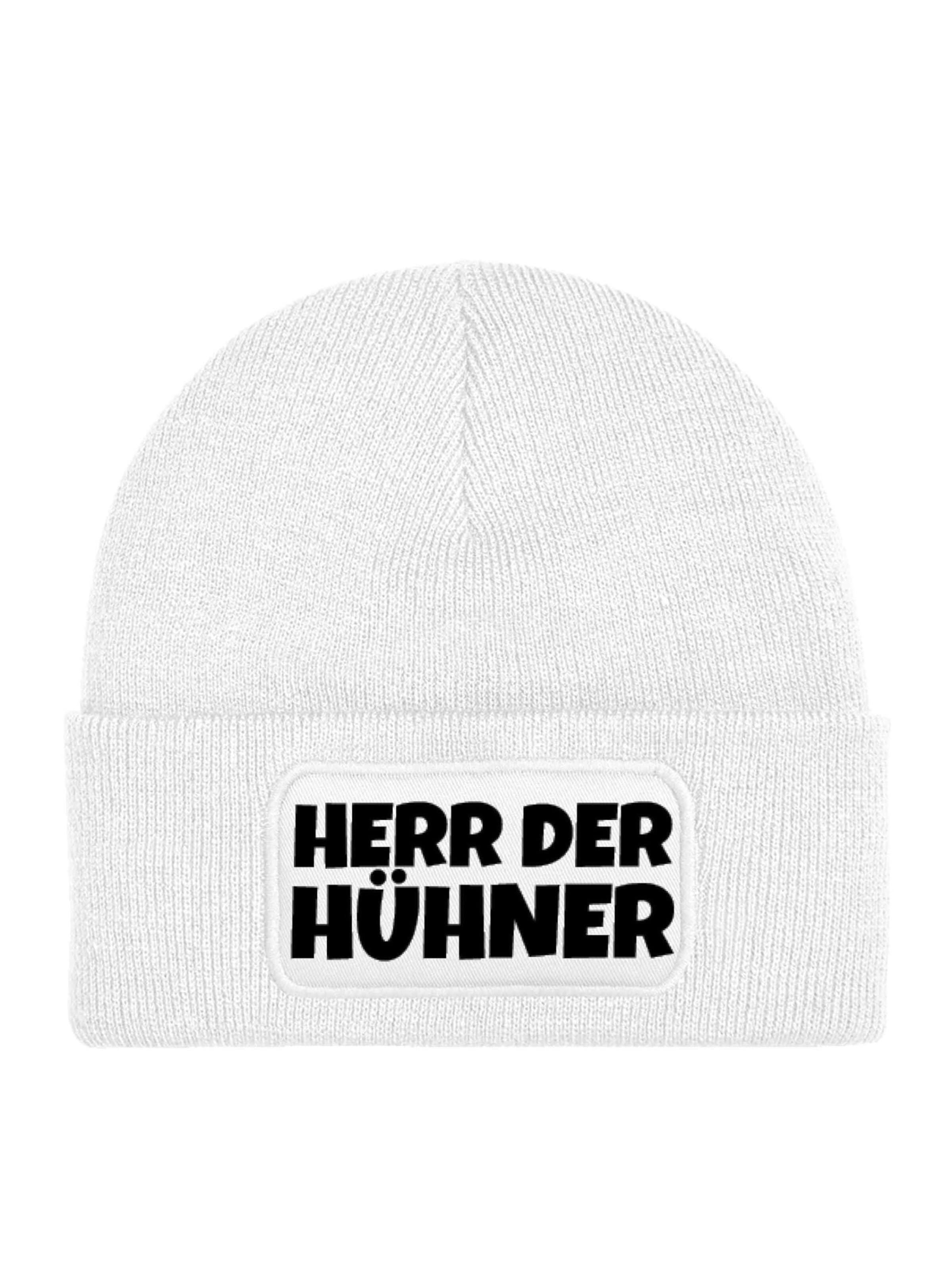 Youth Designz Beanie 'Herr der Hühner' in White: front