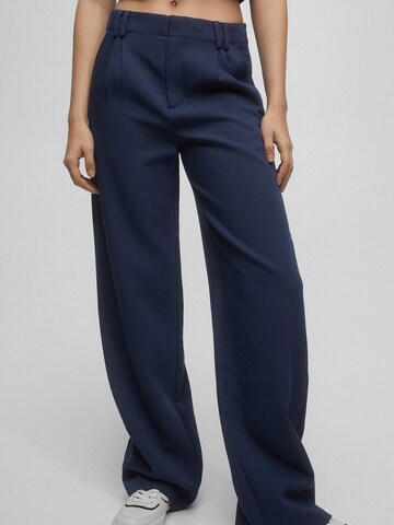 Pull&Bear Wide leg Bandplooibroek in Blauw